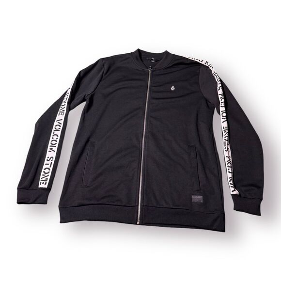 Volcom Stone Album‎ Track Jacket Full Zip Black White Zip Pockets Men’s Size L - Picture 1 of 9